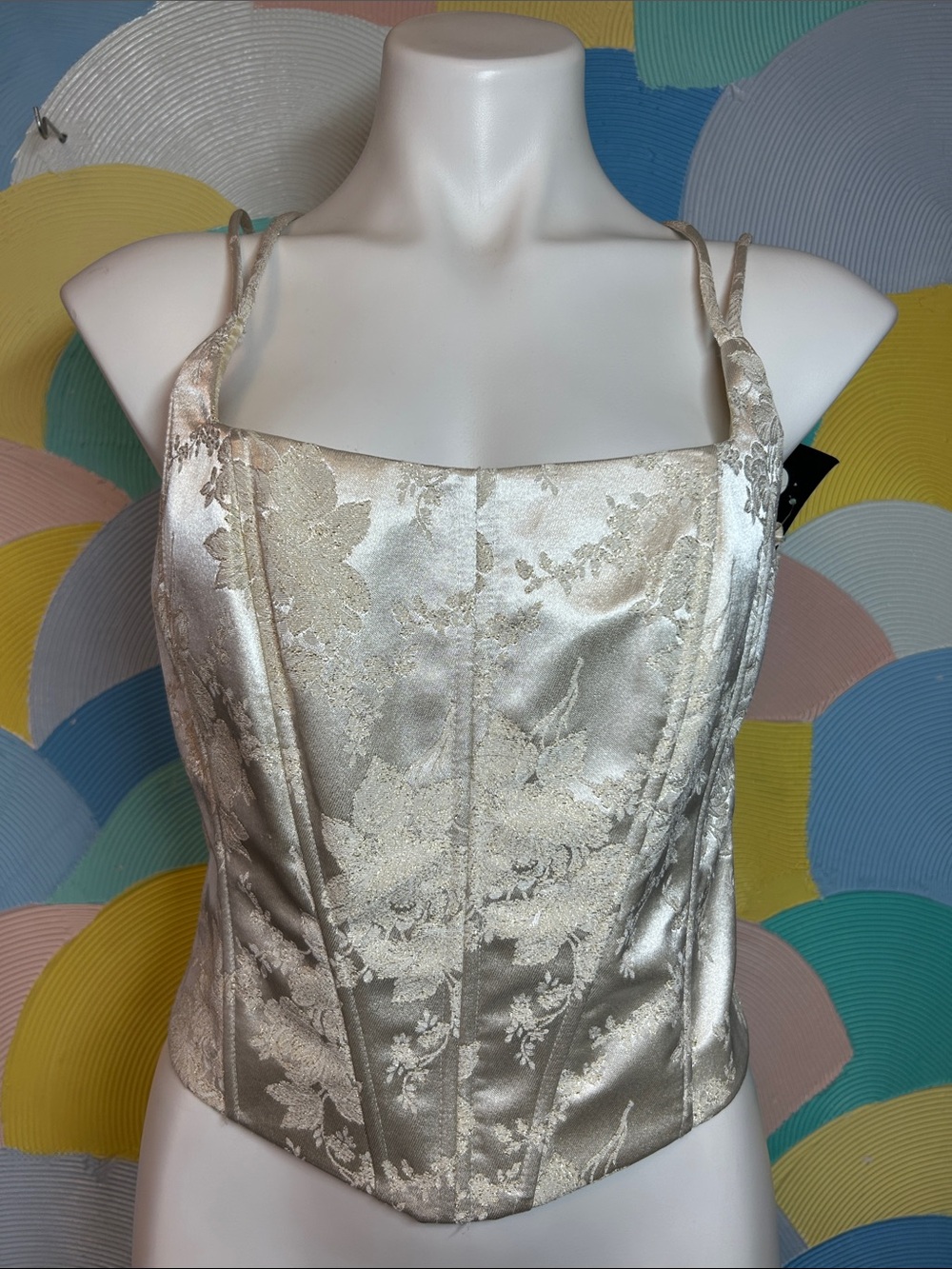 Vintage Jump Ivory with Gold embroidered floral Brocade Corset Top